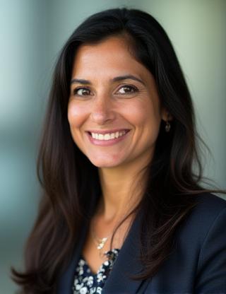Portrait of Dr. Aisha Khan, Senior Climatologist at Gulf Skies Meteorology.